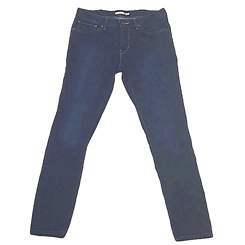 Levi's 711 Skinny Leg Denim Jeans Dark Wash Mid Waist Rise Pocket Embellishment